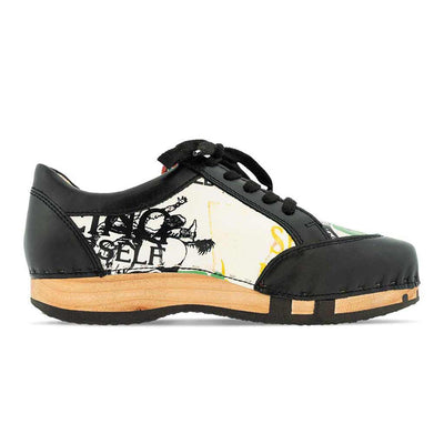 [Showtime] Mary Damen Clog Sneaker woody holzschuhe. damen clogs, flexible, biegsame holzsohle. holzclogs, sneaker clogs damen, damen clogs mit fussbett. woody leder clogs damen. holzclogs, holzschuhe bestellen, farbe: showtime (by Vivienne Westwood)