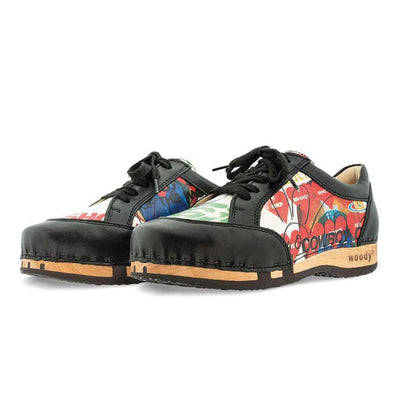 [Showtime] Mary Damen Clog Sneaker woody holzschuhe. damen clogs, flexible, biegsame holzsohle. holzclogs, sneaker clogs damen, damen clogs mit fussbett. woody leder clogs damen. holzclogs, holzschuhe bestellen, farbe: showtime (by Vivienne Westwood)