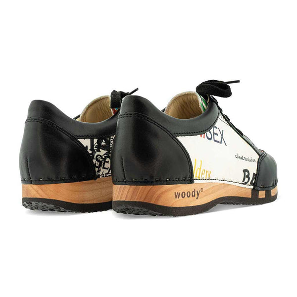 [Showtime] Mary Damen Clog Sneaker woody holzschuhe. damen clogs, flexible, biegsame holzsohle. holzclogs, sneaker clogs damen, damen clogs mit fussbett. woody leder clogs damen. holzclogs, holzschuhe bestellen, farbe: showtime (by Vivienne Westwood)