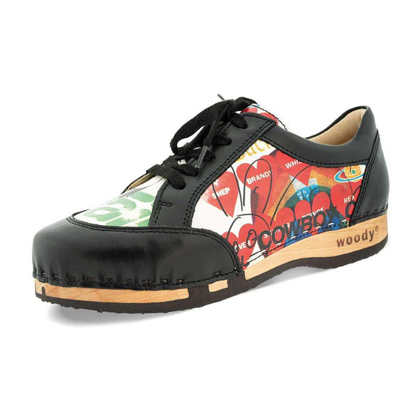 [Showtime] Mary Damen Clog Sneaker woody holzschuhe. damen clogs, flexible, biegsame holzsohle. holzclogs, sneaker clogs damen, damen clogs mit fussbett. woody leder clogs damen. holzclogs, holzschuhe bestellen, farbe: showtime (by Vivienne Westwood)