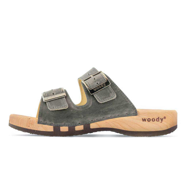 [Jeans] Max Herren Clog Pantolette mit biegsamer nachhaltiger holzsohle, der bestseller, farbe: jeans-grau, holzclogs woody, woody schuhe, woody shoes, handgemachte holzschuhe aus österreich, kärnten