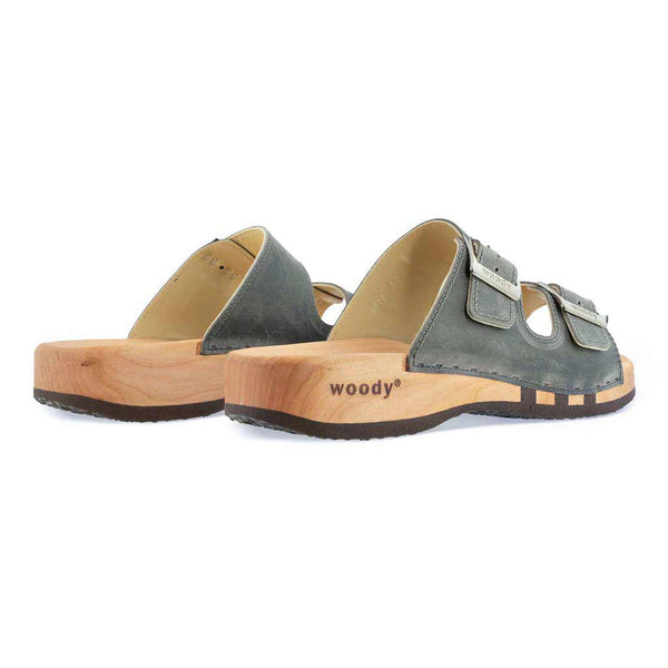 [Jeans] Max Herren Clog Pantolette mit biegsamer nachhaltiger holzsohle, der bestseller, farbe: jeans-grau, holzclogs woody, woody schuhe, woody shoes, handgemachte holzschuhe aus österreich, kärnten