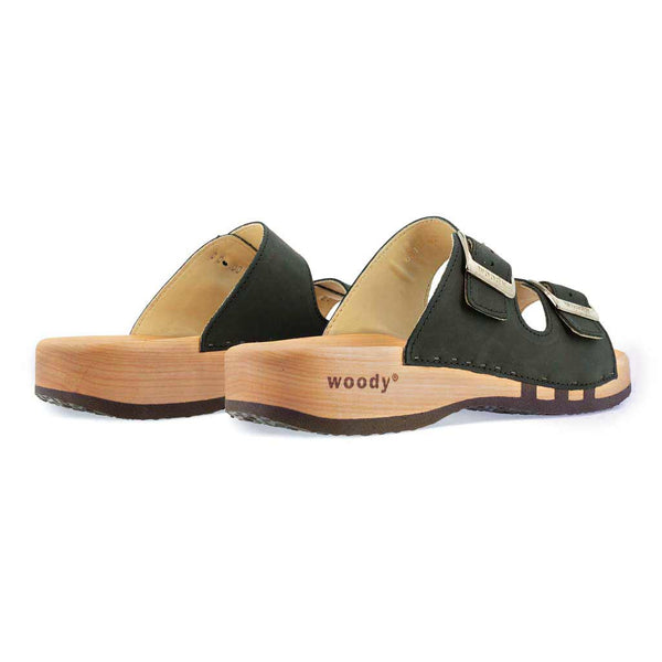 [Schwarz] Max Herren Clog Pantolette mit biegsamer nachhaltiger holzsohle, der bestseller, farbe: nero-schwarz, holzclogs woody, woody schuhe, woody shoes, handgemachte holzschuhe aus österreich, kärnten