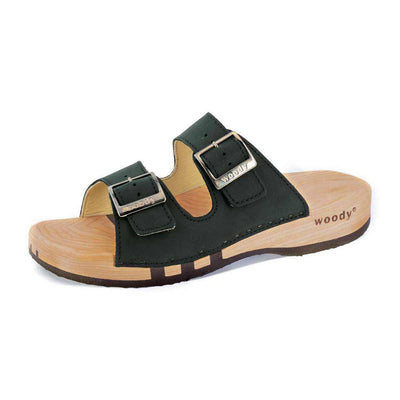 [Schwarz] Max Herren Clog Pantolette mit biegsamer nachhaltiger holzsohle, der bestseller, farbe: nero-schwarz, holzclogs woody, woody schuhe, woody shoes, handgemachte holzschuhe aus österreich, kärnten