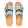 Maxima Damen Clog, pantoletten clogs damen mit biegsamer nachhaltiger holzsohle, der bestseller, farbe: baby blue (hellblau), holzclogs woody, woody schuhe, woody shoes, handgemachte holzschuhe aus österreich, kärnten