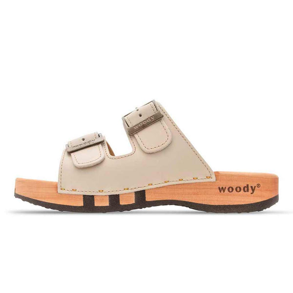 Maxima Damen Clog [Creme] maxima, pantoletten clogs damen mit biegsamer nachhaltiger holzsohle, der bestseller, farbe: creme, holzclogs woody, woody schuhe, woody shoes, handgemachte holzschuhe aus österreich, kärnten