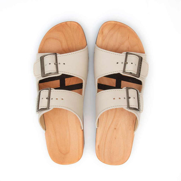 Maxima Damen Clog [Creme] maxima, pantoletten clogs damen mit biegsamer nachhaltiger holzsohle, der bestseller, farbe: creme, holzclogs woody, woody schuhe, woody shoes, handgemachte holzschuhe aus österreich, kärnten