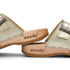 Maxima Damen Clog, pantoletten clogs damen mit biegsamer nachhaltiger holzsohle, der bestseller, farbe: gold, holzclogs woody, woody schuhe, woody shoes, handgemachte holzschuhe aus österreich, kärnten