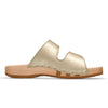 Maxima Damen Clog, pantoletten clogs damen mit biegsamer nachhaltiger holzsohle, der bestseller, farbe: gold, holzclogs woody, woody schuhe, woody shoes, handgemachte holzschuhe aus österreich, kärnten