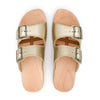 Maxima Damen Clog, pantoletten clogs damen mit biegsamer nachhaltiger holzsohle, der bestseller, farbe: gold, holzclogs woody, woody schuhe, woody shoes, handgemachte holzschuhe aus österreich, kärnten