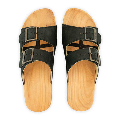 Maxima Damen Clog [Nero] maxima, pantoletten clogs damen mit biegsamer nachhaltiger holzsohle, der bestseller, farbe: nero, holzclogs woody, woody schuhe, woody shoes, handgemachte holzschuhe aus österreich, kärnten
