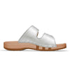 Maxima Damen Clog, pantoletten clogs damen mit biegsamer nachhaltiger holzsohle, der bestseller, farbe: silber, holzclogs woody, woody schuhe, woody shoes, handgemachte holzschuhe aus österreich, kärnten