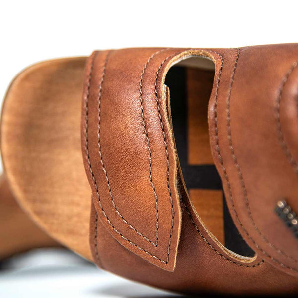 [Safor] Melanie Damen Clog Pantolette mit biegsamer nachhaltiger holzsohle, der bestseller, farbe: safor (braun), holzclogs woody, woody schuhe, woody shoes, handgemachte holzschuhe aus österreich, kärnten
