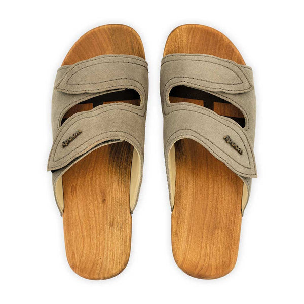 [Sand] Melanie Damen Clog Pantolette mit biegsamer nachhaltiger holzsohle, der bestseller, farbe: sand-warm_grey, holzclogs woody, woody schuhe, woody shoes, handgemachte holzschuhe aus österreich, kärnten