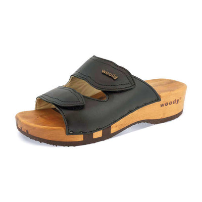 [Schwarz] Melanie Damen Clog Pantolette mit biegsamer nachhaltiger holzsohle, der bestseller, farbe: schwarz, holzclogs woody, woody schuhe, woody shoes, handgemachte holzschuhe aus österreich, kärnten