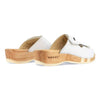 [Weiss] Melanie Damen Clog Pantolette mit biegsamer nachhaltiger holzsohle, der bestseller, farbe: weiss, holzclogs woody, woody schuhe, woody shoes, handgemachte holzschuhe aus österreich, kärnten