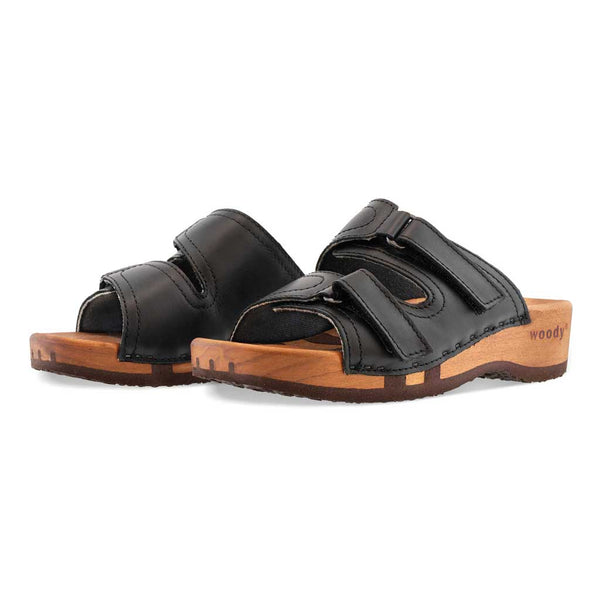 [Schwarz] Melina Damen Clog Pantolette mit biegsamer nachhaltiger holzsohle, der bestseller, farbe: schwarz, holzclogs woody, woody schuhe, woody shoes, handgemachte holzschuhe aus österreich, kärnten