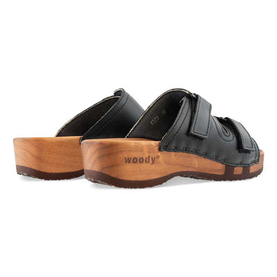 [Schwarz] Melina Damen Clog Pantolette mit biegsamer nachhaltiger holzsohle, der bestseller, farbe: schwarz, holzclogs woody, woody schuhe, woody shoes, handgemachte holzschuhe aus österreich, kärnten