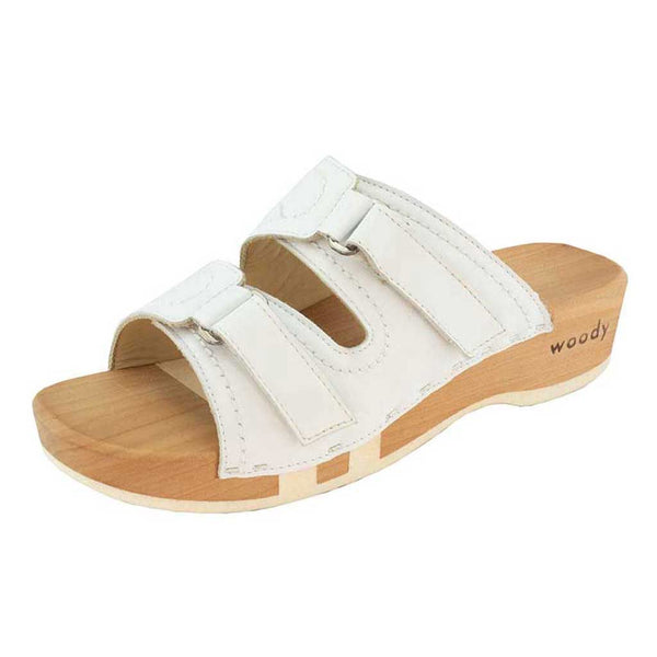[Weiss] Melina Damen Clog Pantolette weiss mit Reissverschluss, Holzschuhe mit biegsamer, flexible Sohle. Krankenschwester Schuhe, OP Schuhe, Arzt Schuhe, OP Clogs. Holzschuhe, Holzclogs, Clogs in weiß. Farbe Weiss
