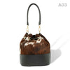 woody Mia Damen-Beuteltasche aus Fell Natur-Schwarz, Rueckansicht