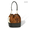 woody Mia Damen-Beuteltasche aus Fell Natur-Schwarz, Rueckansicht