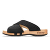 [Nero] Mila Damen Clog Pantolette mit biegsamer nachhaltiger weidenholzsohle, holzclogs woody, woody schuhe, woody shoes, handgemachte holzschuhe aus österreich, kärnten, farbe: nero (schwarz)