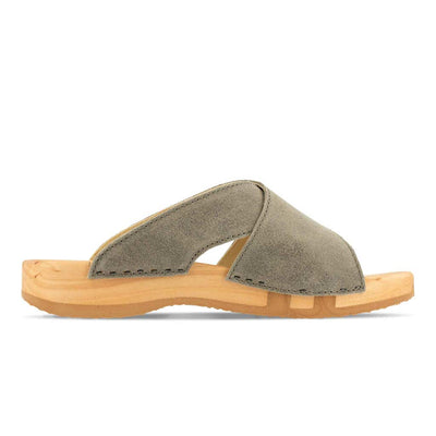 [Sand] Mila Damen Clog Pantolette mit biegsamer nachhaltiger weidenholzsohle, holzclogs woody, woody schuhe, woody shoes, handgemachte holzschuhe aus österreich, kärnten, farbe: sand