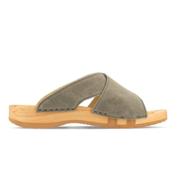 [Sand] Mila Damen Clog Pantolette mit biegsamer nachhaltiger weidenholzsohle, holzclogs woody, woody schuhe, woody shoes, handgemachte holzschuhe aus österreich, kärnten, farbe: sand