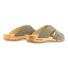 [Sand] Mila Damen Clog Pantolette mit biegsamer nachhaltiger weidenholzsohle, holzclogs woody, woody schuhe, woody shoes, handgemachte holzschuhe aus österreich, kärnten, farbe: sand