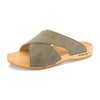 [Sand] Mila Damen Clog Pantolette mit biegsamer nachhaltiger weidenholzsohle, holzclogs woody, woody schuhe, woody shoes, handgemachte holzschuhe aus österreich, kärnten, farbe: sand