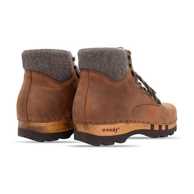 [Tabacco] Moritz Herren Clog Boots mit biegsamer nachhaltiger holzsohle, farbe: tabacco (braun), holzclogs woody schuhe, woody shoes, handgemachte holzschuhe aus österreich kärnten