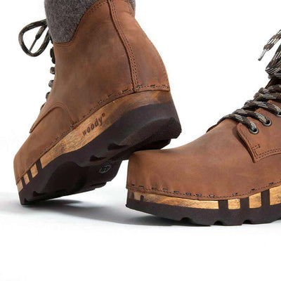 [Tabacco] Moritz Herren Clog Boots mit biegsamer nachhaltiger holzsohle, farbe: tabacco (braun), holzclogs woody schuhe, woody shoes, handgemachte holzschuhe aus österreich kärnten