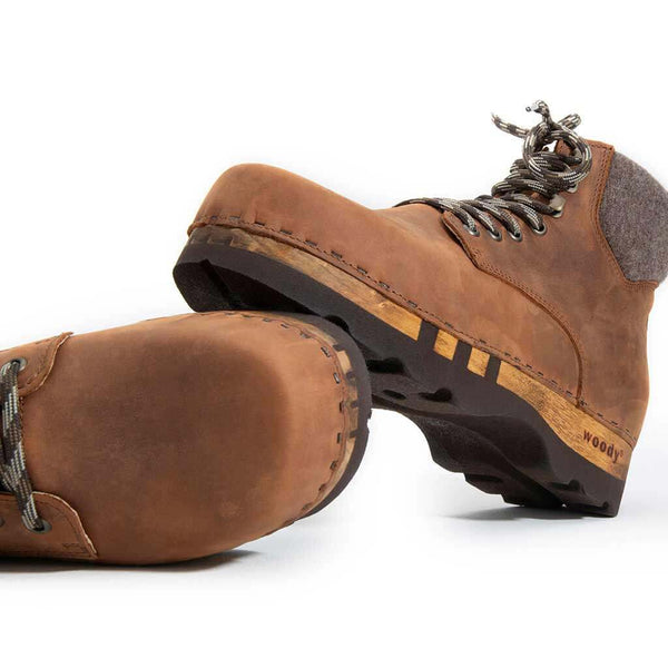[Tabacco] Moritz Herren Clog Boots mit biegsamer nachhaltiger holzsohle, farbe: tabacco (braun), holzclogs woody schuhe, woody shoes, handgemachte holzschuhe aus österreich kärnten