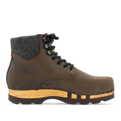 [Caffe] Moritz Herren Clog Boots mit biegsamer nachhaltiger holzsohle, farbe: caffe braun, holzclogs woody schuhe, woody shoes, handgemachte holzschuhe aus österreich kärnten
