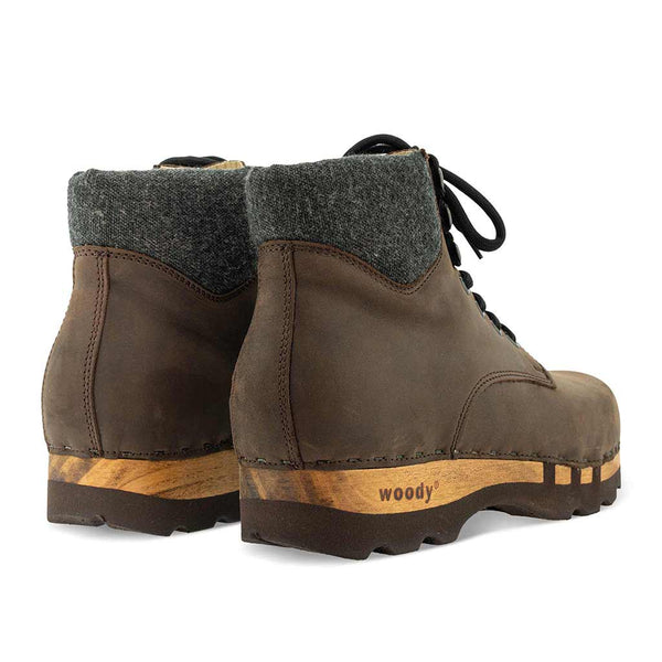 [Caffe] Moritz Herren Clog Boots mit biegsamer nachhaltiger holzsohle, farbe: caffe braun, holzclogs woody schuhe, woody shoes, handgemachte holzschuhe aus österreich kärnten