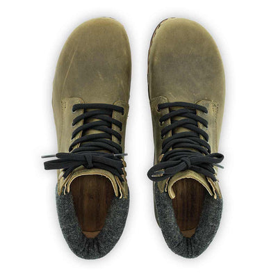 [Olivia] Moritz Herren Clog Boots mit biegsamer nachhaltiger holzsohle, farbe: olivia (grün), holzclogs woody schuhe, woody shoes, handgemachte holzschuhe aus österreich kärnten