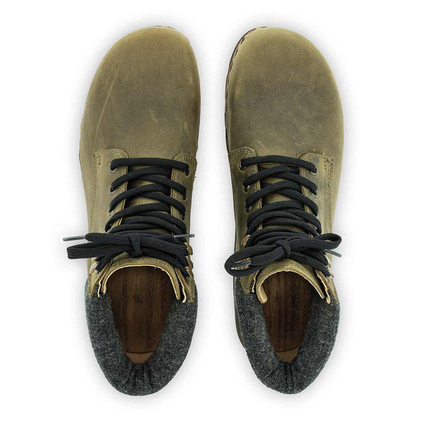 [Olivia] Moritz Herren Clog Boots mit biegsamer nachhaltiger holzsohle, farbe: olivia (grün), holzclogs woody schuhe, woody shoes, handgemachte holzschuhe aus österreich kärnten