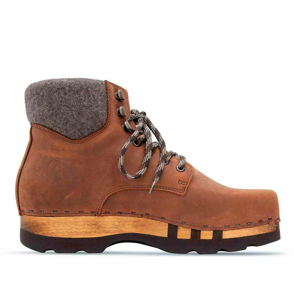 [Tabacco] Moritz Herren Clog Boots mit biegsamer nachhaltiger holzsohle, farbe: tabacco (braun), holzclogs woody schuhe, woody shoes, handgemachte holzschuhe aus österreich kärnten