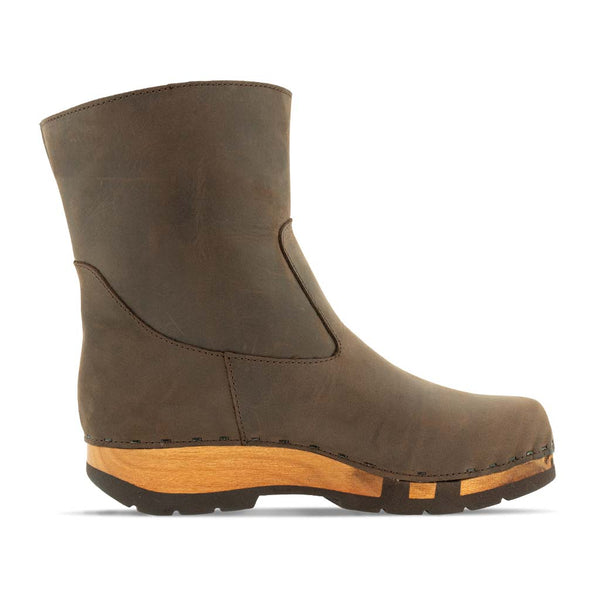 [Caffe] Nena Damen Clog Stiefelette mit biegsamer nachhaltiger holzsohle, farbe: caffe-braun, holzclogs woody schuhe, woody shoes, handgemachte holzschuhe aus österreich kärnten