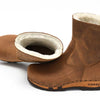 [Tabacco] Nena Damen Clog Stiefelette mit biegsamer nachhaltiger holzsohle, farbe: tabacco (braun), holzclogs woody schuhe, woody shoes, handgemachte holzschuhe aus österreich kärnten