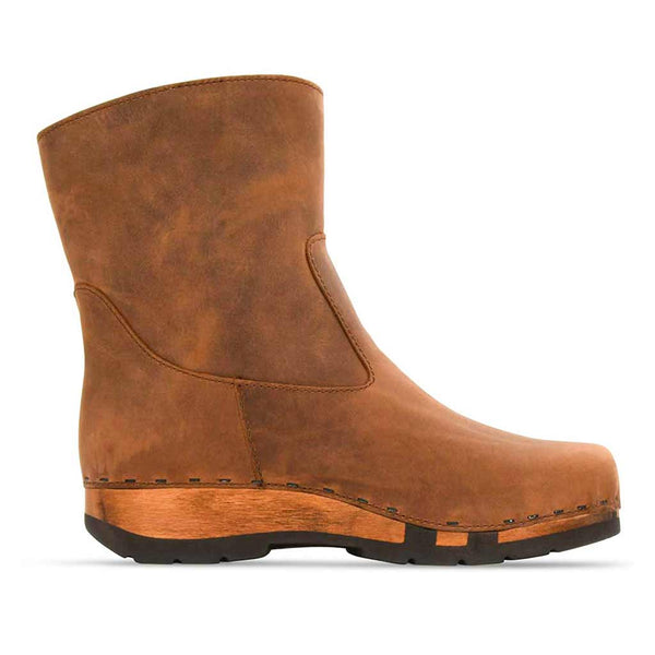 [Tabacco] Nena Damen Clog Stiefelette mit biegsamer nachhaltiger holzsohle, farbe: tabacco (braun), holzclogs woody schuhe, woody shoes, handgemachte holzschuhe aus österreich kärnten