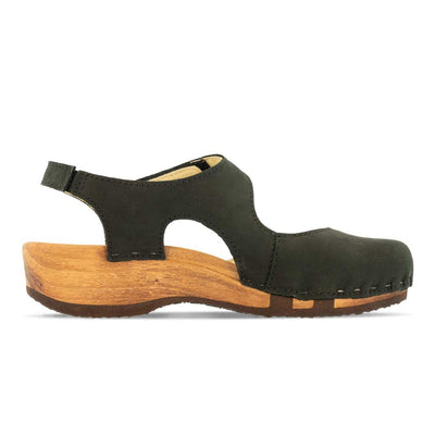 [Nero] Nicole Damen Clog Sandale mit biegsamer nachhaltiger holzsohle, der bestseller, farbe: nero-schwarz, holzclogs woody, woody schuhe, woody shoes, handgemachte holzschuhe aus österreich, kärnten
