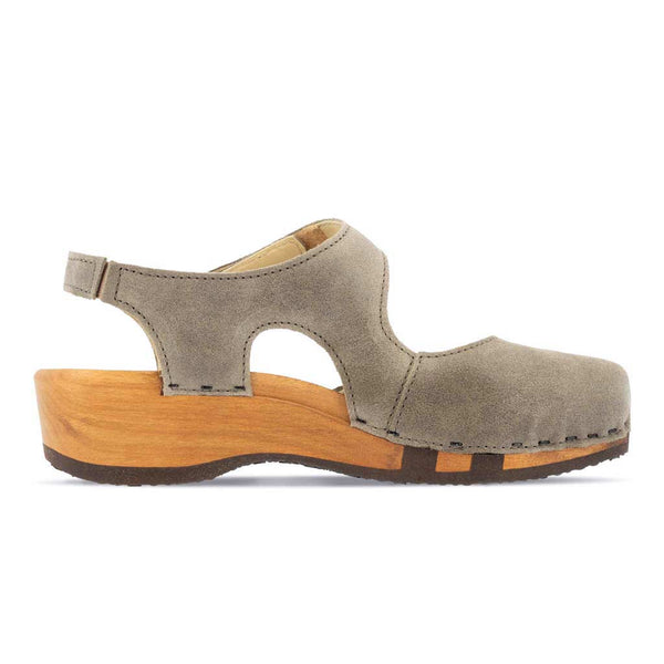 [Sand] Nicole Damen Clog Sandale mit biegsamer nachhaltiger holzsohle, der bestseller, holzclogs woody, woody schuhe, woody shoes, handgemachte holzschuhe aus österreich, kärnten, farbe: sand