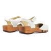 [Weiss] Nicole Damen Clog Sandale mit biegsamer nachhaltiger holzsohle, der bestseller, farbe: weiss, holzclogs woody, woody schuhe, woody shoes, handgemachte holzschuhe aus österreich, kärnten