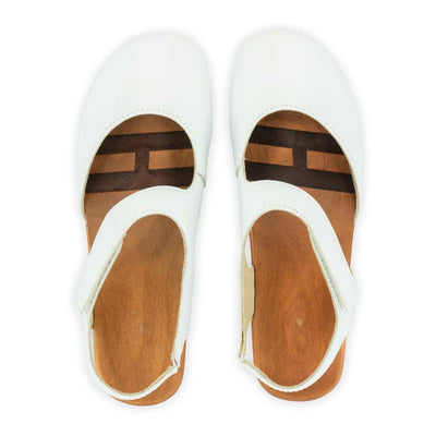 [Weiss] Nicole Damen Clog Sandale mit biegsamer nachhaltiger holzsohle, der bestseller, farbe: weiss, holzclogs woody, woody schuhe, woody shoes, handgemachte holzschuhe aus österreich, kärnten