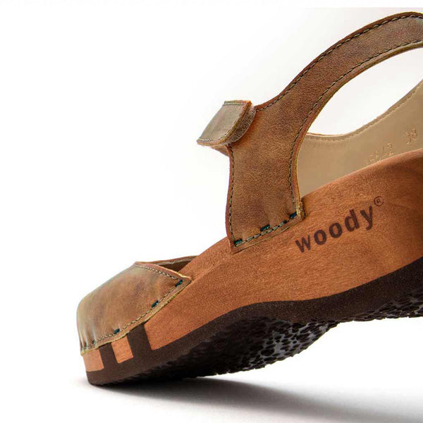 [Tabacco] Nicole Damen Clog Sandale mit biegsamer nachhaltiger holzsohle, der bestseller, farbe: tabacco-braun, holzclogs woody, woody schuhe, woody shoes, handgemachte holzschuhe aus österreich, kärnten