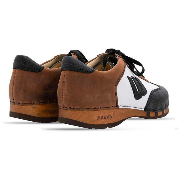 [Nero-Tabacco] Niki Herren Clog Sneaker woody holzschuhe. herren clogs, flexible, biegsame holzsohle. holzclogs, sneaker clogs herren, männer clogs mit fussbett. woody leder clogs herren. holzclogs, holzschuhe bestellen.