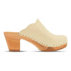 [Creme] Nina Damen Clog mit absatz und biegsamer nachhaltiger holzsohle, der bestseller, holzclogs woody, woody schuhe, woody shoes, handgemachte holzschuhe aus österreich, kärnten, farbe: creme