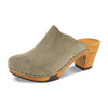 [Sand] Nina Damen Clog mit absatz und biegsamer nachhaltiger holzsohle, der bestseller, farbe: sand-warm_grey, holzclogs woody, woody schuhe, woody shoes, handgemachte holzschuhe aus österreich, kärnten