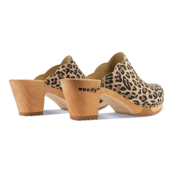 [Wildcat] Nina Damen Clog mit absatz und biegsamer nachhaltiger holzsohle, der bestseller, holzclogs woody, woody schuhe, woody shoes, handgemachte holzschuhe aus österreich, kärnten, farbe: wildcat (animal print - leo)